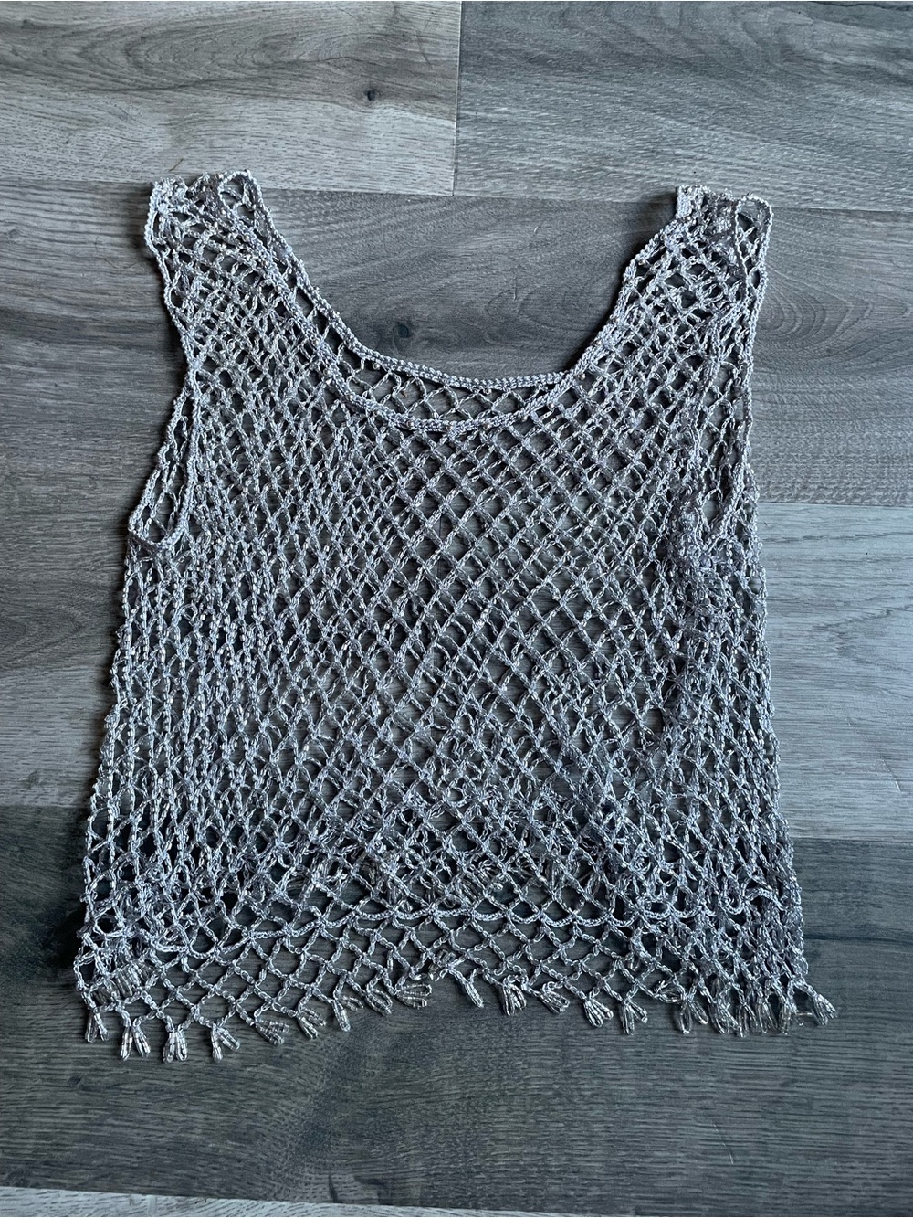 Y2K Sheer Iridescent Beaded Crochet Mermaid Top